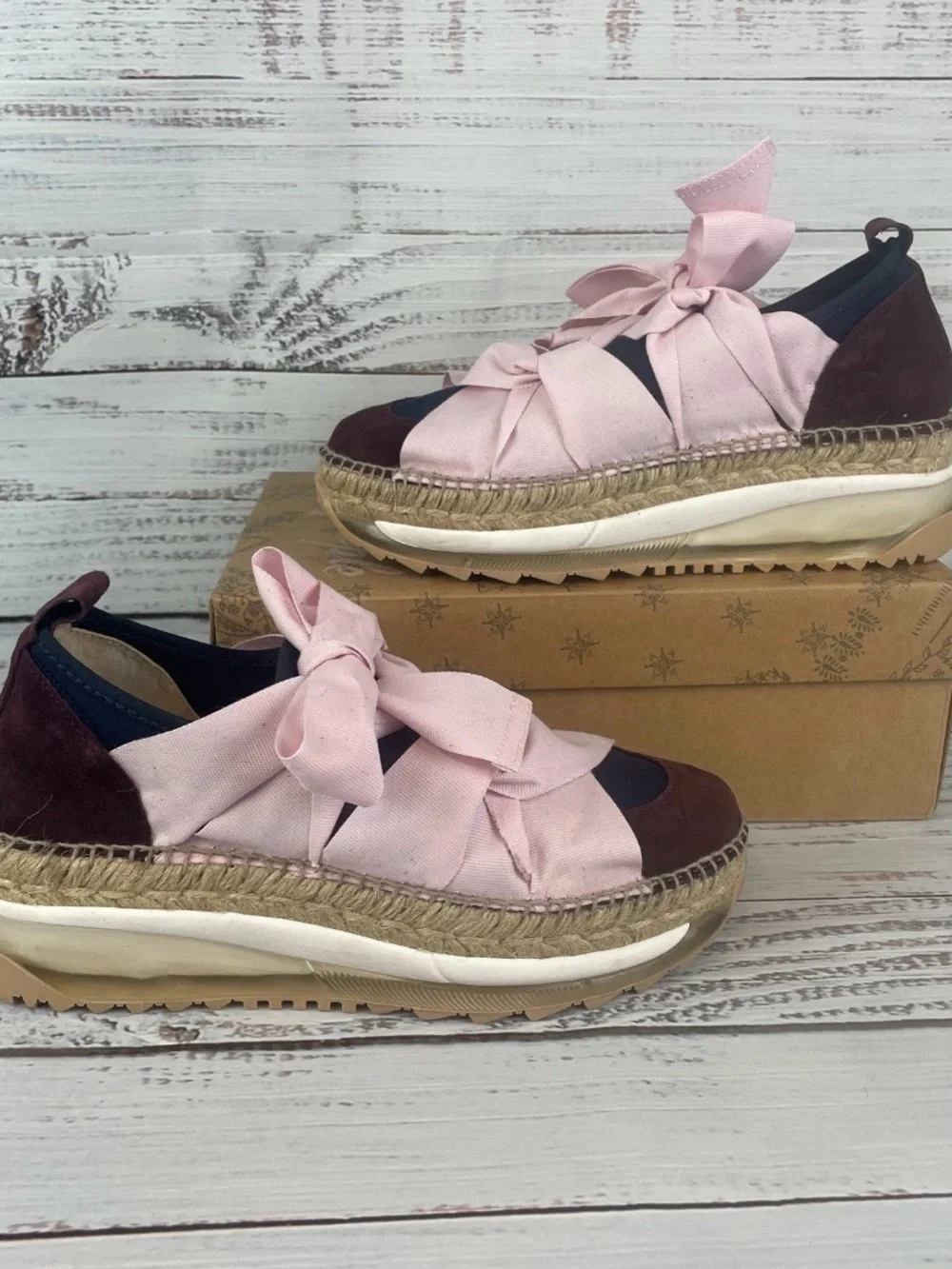 Women’s Platform Espadrille Sneakers with Pink Ribbon Free people champin